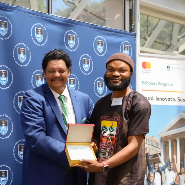 Person being presented with an award