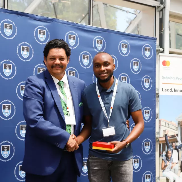 Person being presented with an award