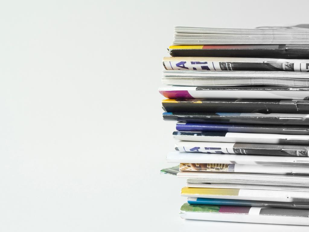 Stack of magazines, stock image